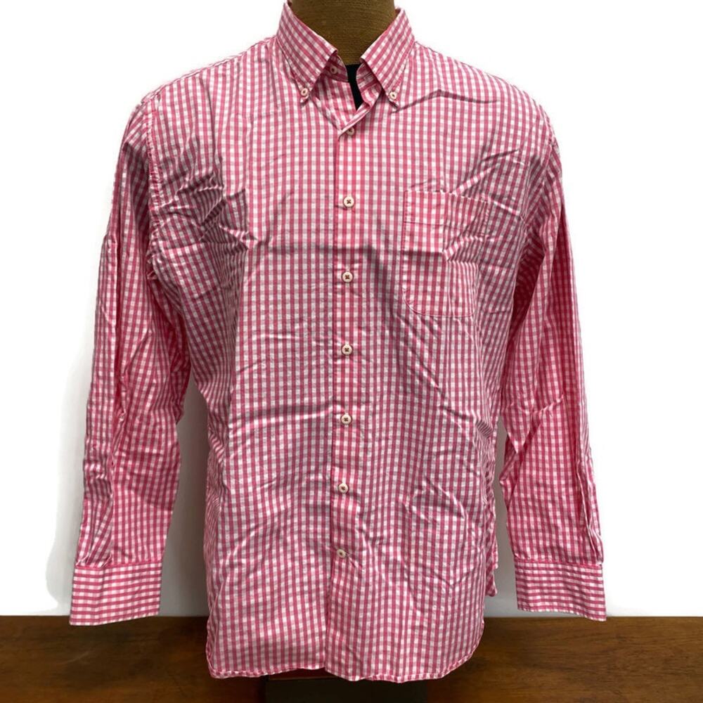 Peter Millar Weekender Wash Pink Gingham Check Button Shirt Men's XL MS13W16WBL